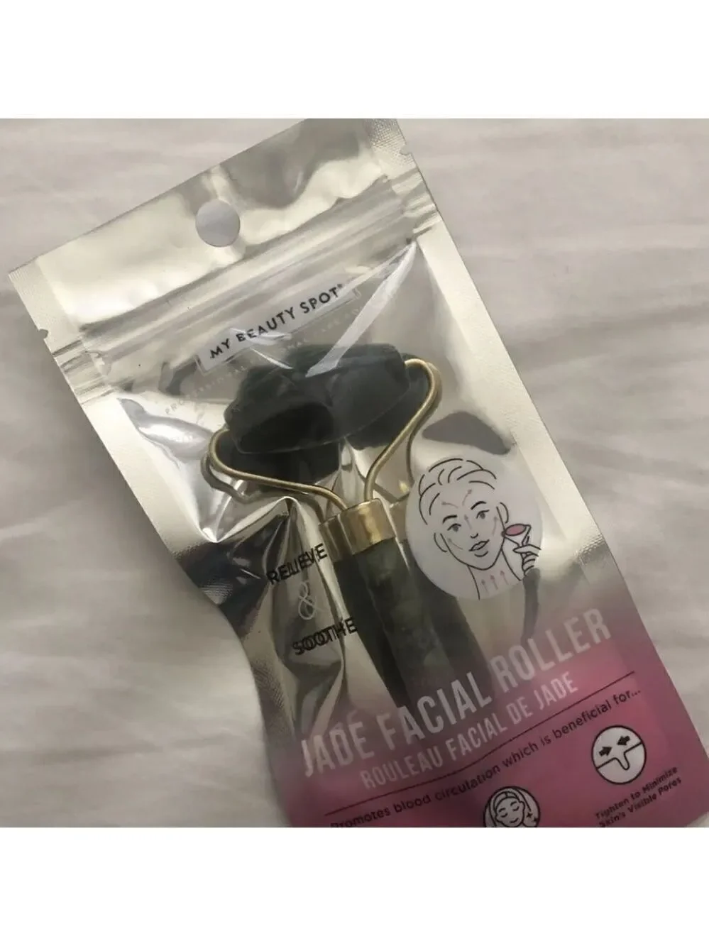 Jade Facial Roller by My Beauty Spot Reduce Wrinkles NEW Sealed